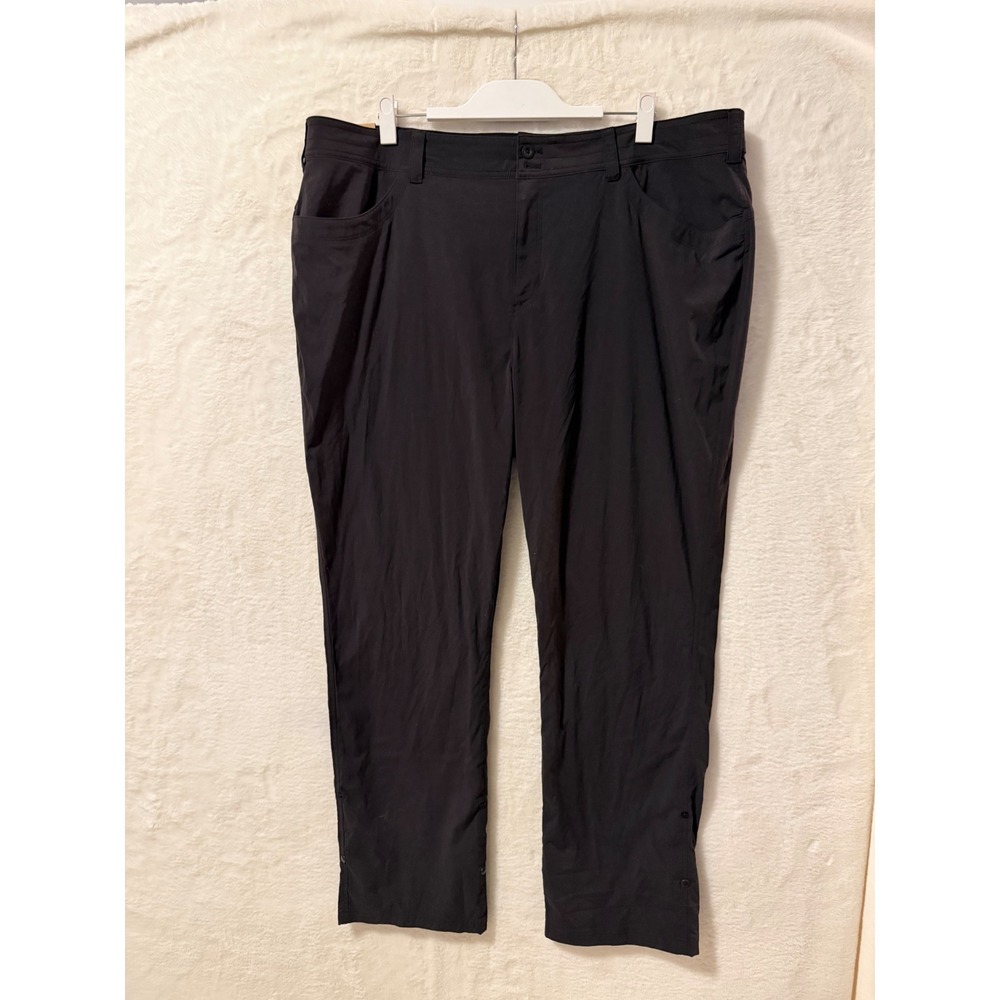 Eddie Bauer Women 22W Black Hiking Pants Outdoor Active Straight Leg Snap Hem